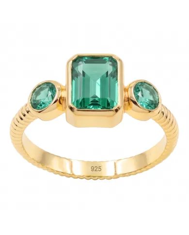 Emerald Ring Gold Plated 925 Silver – Elegant Handmade Gemstone Jewelry