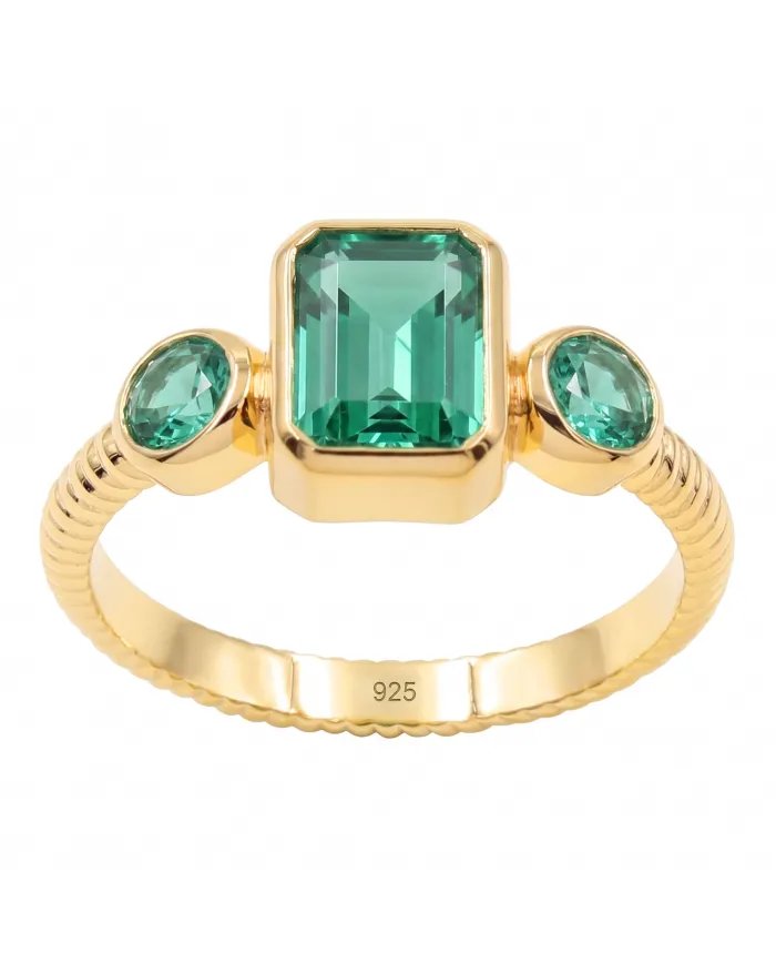 Emerald Ring Gold Plated 925 Silver – Elegant Handmade Gemstone Jewelry