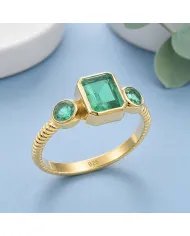 Emerald Ring Gold Plated 925 Silver – Elegant Handmade Gemstone Jewelry