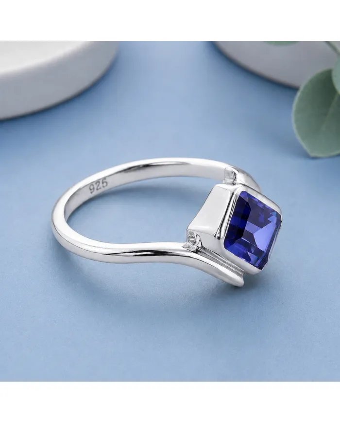 925 Sterling Silver Tanzanite Ring Handmade Gemstone Jewelry for Her