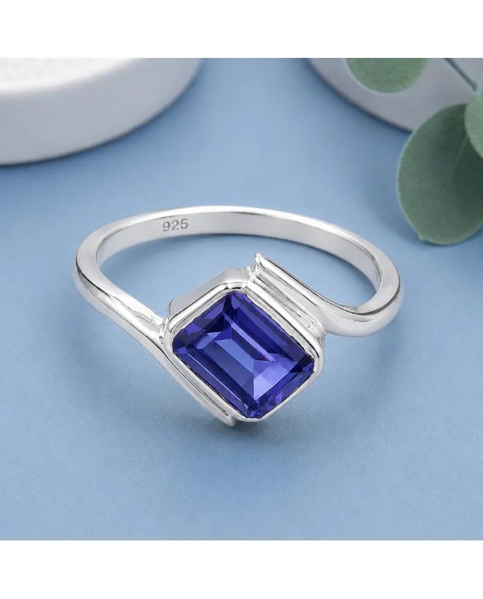 925 Sterling Silver Tanzanite Ring Handmade Gemstone Jewelry for Her