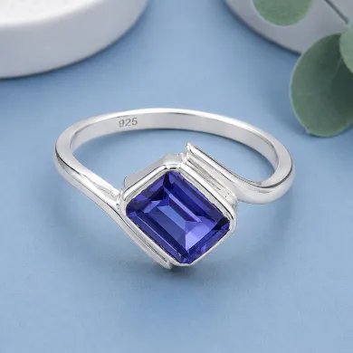 925 Sterling Silver Tanzanite Ring Handmade Gemstone Jewelry for Her