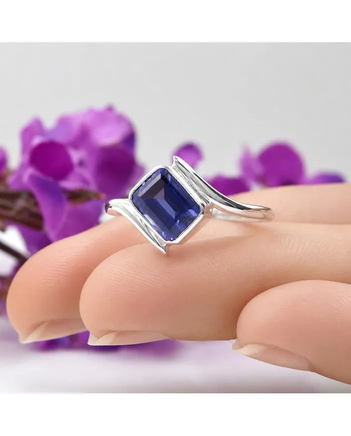 925 Sterling Silver Tanzanite Ring Handmade Gemstone Jewelry for Her