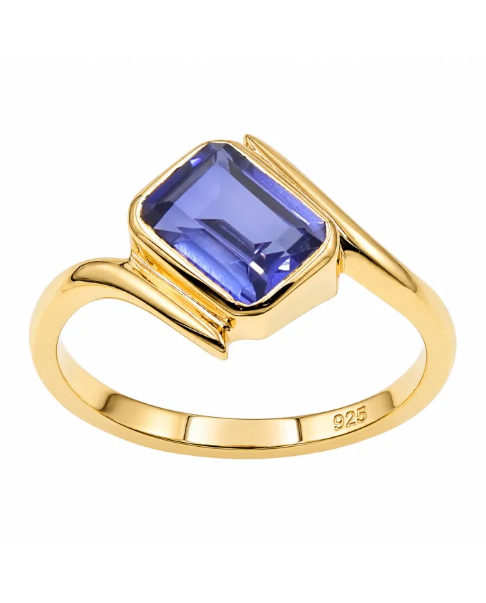 18K Gold-Plated Tanzanite Ring – Handmade Silver Jewelry for Her