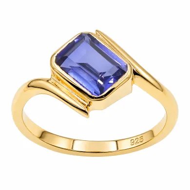 Gold Plated Tanzanite Ring in 925 Sterling Silver – Handmade Jewelry