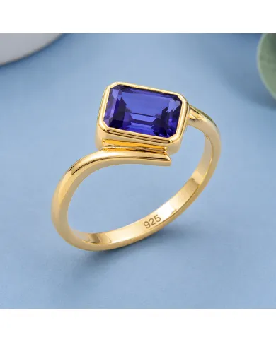 18K Gold-Plated Tanzanite Ring – Handmade Silver Jewelry for Her