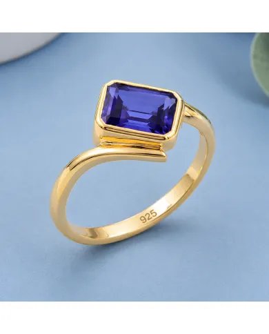 Gold Plated Tanzanite Ring in 925 Sterling Silver – Handmade Jewelry
