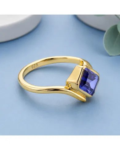 Gold Plated Tanzanite Ring in 925 Sterling Silver – Handmade Jewelry