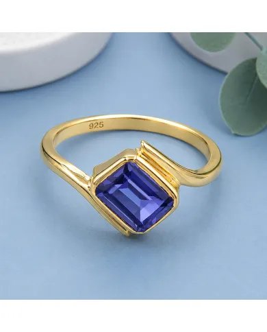 Gold Plated Tanzanite Ring in 925 Sterling Silver – Handmade Jewelry
