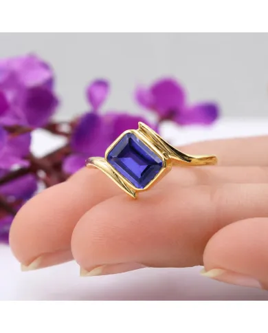 18K Gold-Plated Tanzanite Ring – Handmade Silver Jewelry for Her