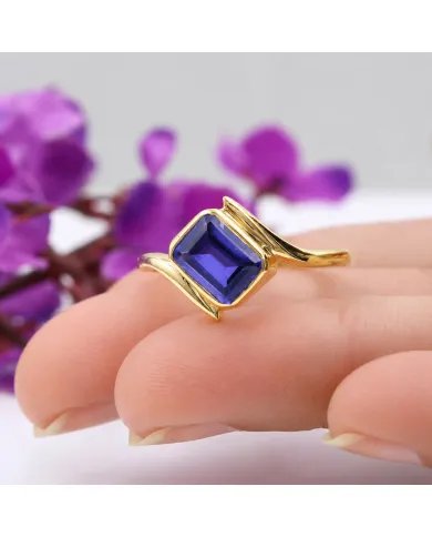 Gold Plated Tanzanite Ring in 925 Sterling Silver – Handmade Jewelry