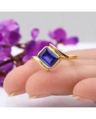 Gold Plated Tanzanite Ring in 925 Sterling Silver – Handmade Jewelry