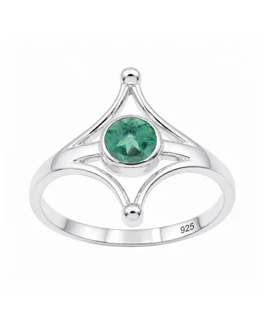 Emerald Solitaire Ring in 925 Sterling Silver Handmade Jewelry for Her