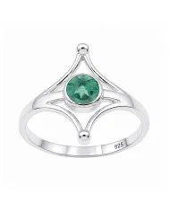 Gold Plated Emerald Solitaire Ring 925 Silver Handmade Jewelry for Her