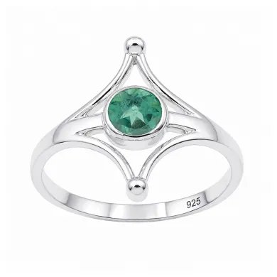 Emerald Solitaire Ring in 925 Sterling Silver Handmade Jewelry for Her