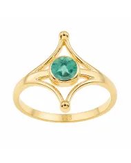 Gold Plated Emerald Solitaire Ring 925 Silver Handmade Jewelry for Her