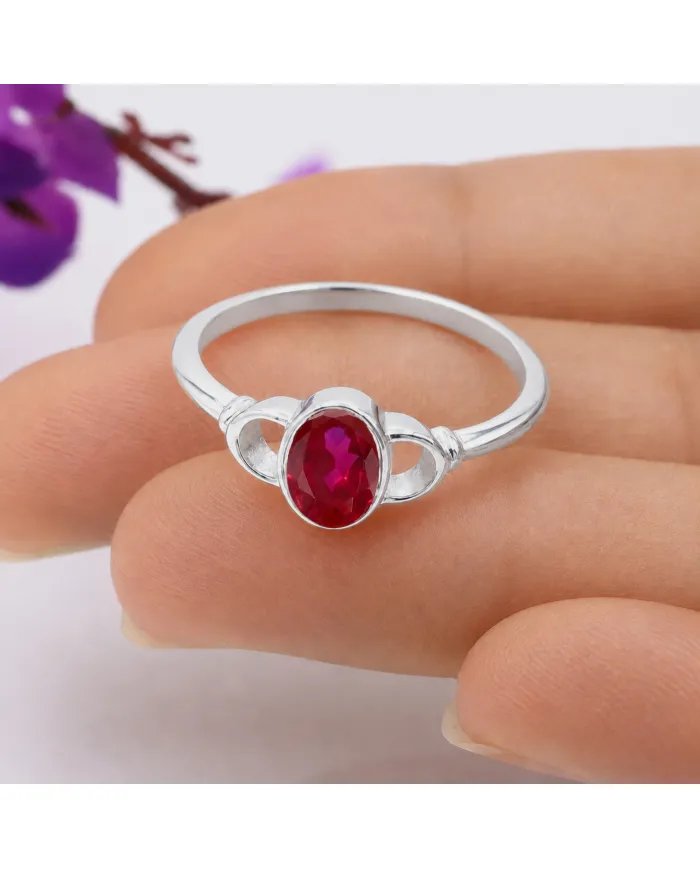 Ruby Ring in 925 Sterling Silver – Handmade Gemstone Jewelry for Her