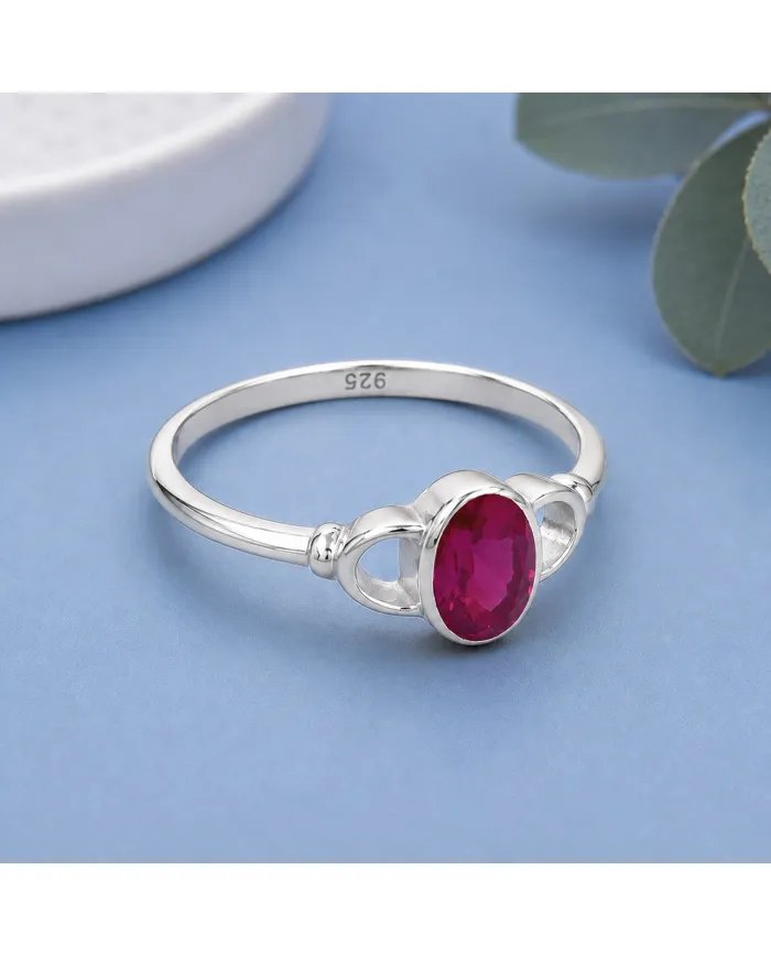 Ruby Ring in 925 Sterling Silver – Handmade Gemstone Jewelry for Her