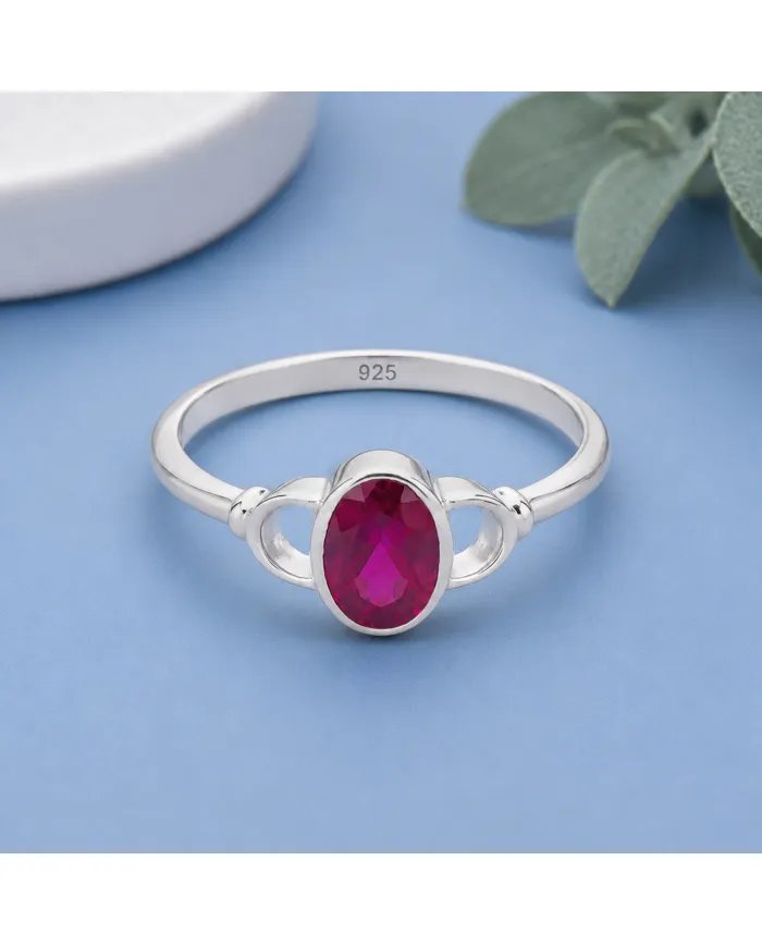 Ruby Ring in 925 Sterling Silver – Handmade Gemstone Jewelry for Her