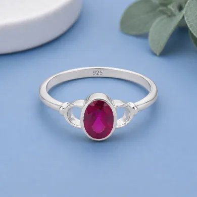 Ruby Ring in 925 Sterling Silver – Handmade Gemstone Jewelry for Her