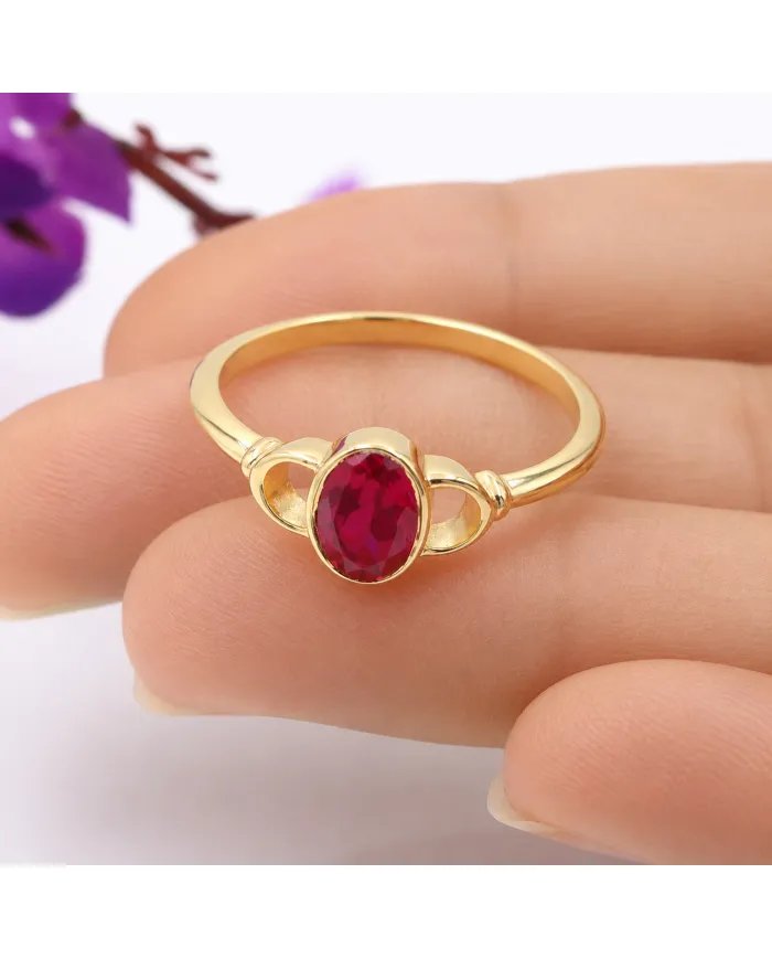 Ruby Ring Gold Plated 925 Silver – Handmade Gemstone Jewelry for Her