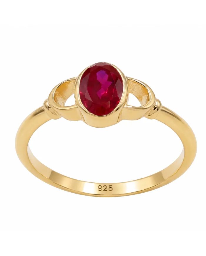Ruby Ring Gold Plated 925 Silver – Handmade Gemstone Jewelry for Her