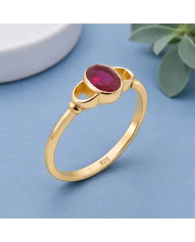 Ruby Ring Gold Plated 925 Silver – Handmade Gemstone Jewelry for Her