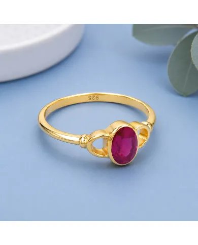 Ruby Ring Gold Plated 925 Silver – Handmade Gemstone Jewelry for Her