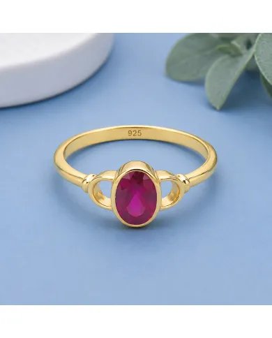 Ruby Ring Gold Plated 925 Silver – Handmade Gemstone Jewelry for Her