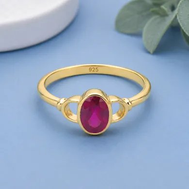 Ruby Ring Gold Plated 925 Silver – Handmade Gemstone Jewelry for Her