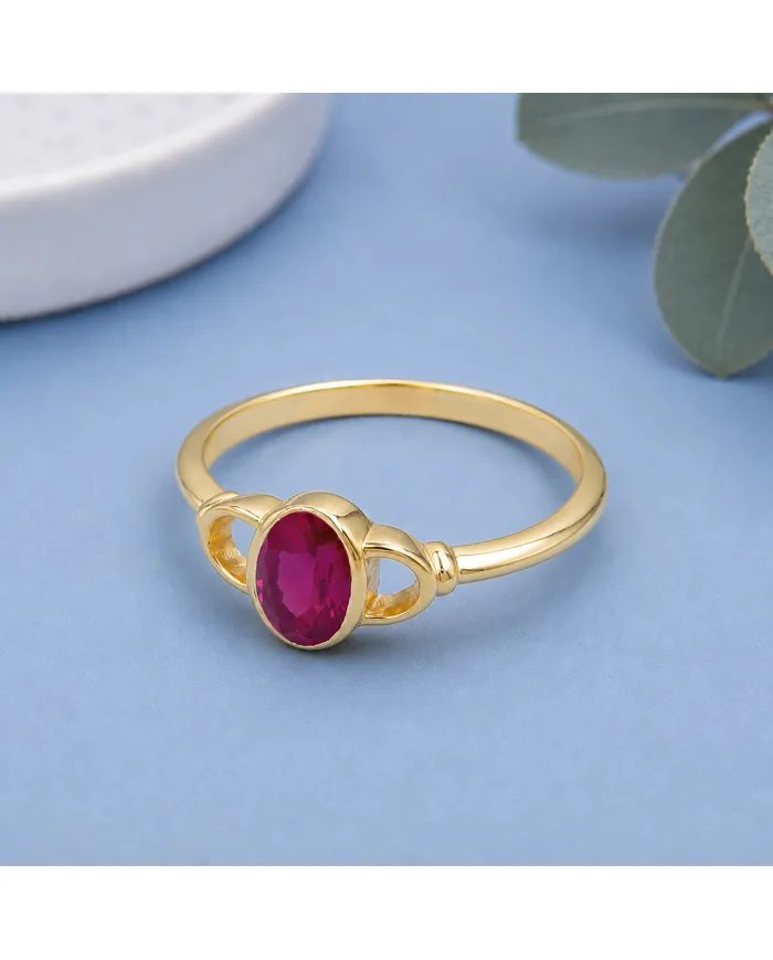 Ruby Ring Gold Plated 925 Silver – Handmade Gemstone Jewelry for Her