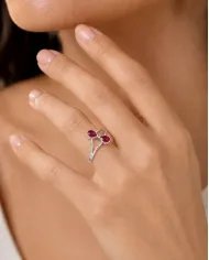 Pear Shape Ruby Gemstone Ring in 925 Sterling Silver Handmade Jewelry