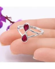 Pear Shape Ruby Gemstone Ring in 925 Sterling Silver Handmade Jewelry