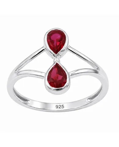 Pear Shape Ruby Gemstone Ring in 925 Sterling Silver Handmade Jewelry