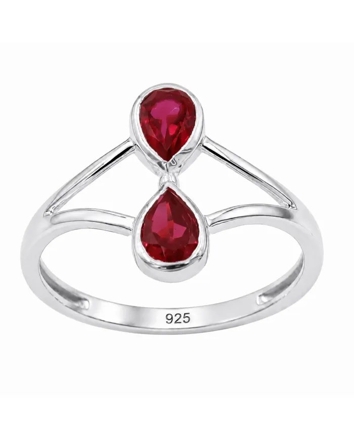 Pear Shape Ruby Gemstone Ring in 925 Sterling Silver Handmade Jewelry