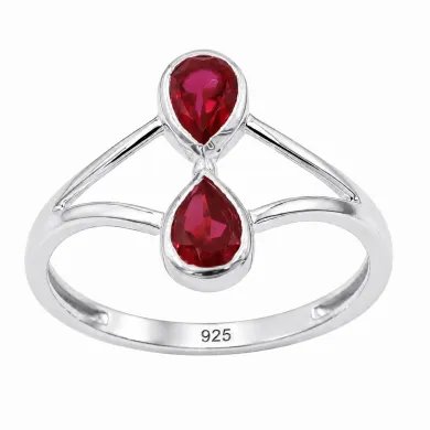 Pear Shape Ruby Gemstone Ring in 925 Sterling Silver Handmade Jewelry