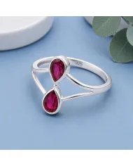 Pear Shape Ruby Gemstone Ring in 925 Sterling Silver Handmade Jewelry