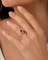 Gold Plated Pear Shape Ruby Gemstone Ring in 925 Silver Handmade Jewelry