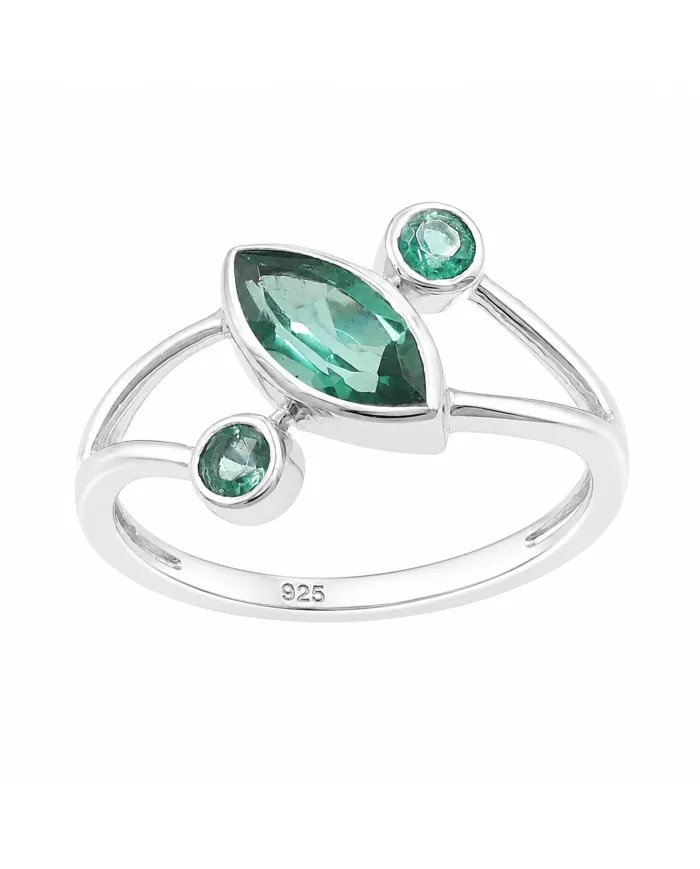 Emerald Ring in 925 Sterling Silver Handmade Elegant Gemstone Jewelry