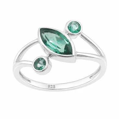 Emerald Ring in 925 Sterling Silver Handmade Elegant Gemstone Jewelry