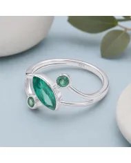 Emerald Ring in 925 Sterling Silver Handmade Elegant Gemstone Jewelry