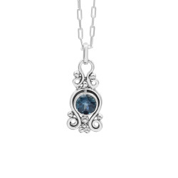 London Blue Topaz Gemstone 925 Silver Necklace - Handcrafted Women's Jewelry