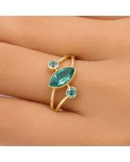 Gold Plated Emerald Ring in Sterling Silver, Elegant Gemstone Jewelry