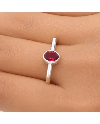Elegant 925 Sterling Silver Ruby Gemstone Ring – Handmade Jewelry