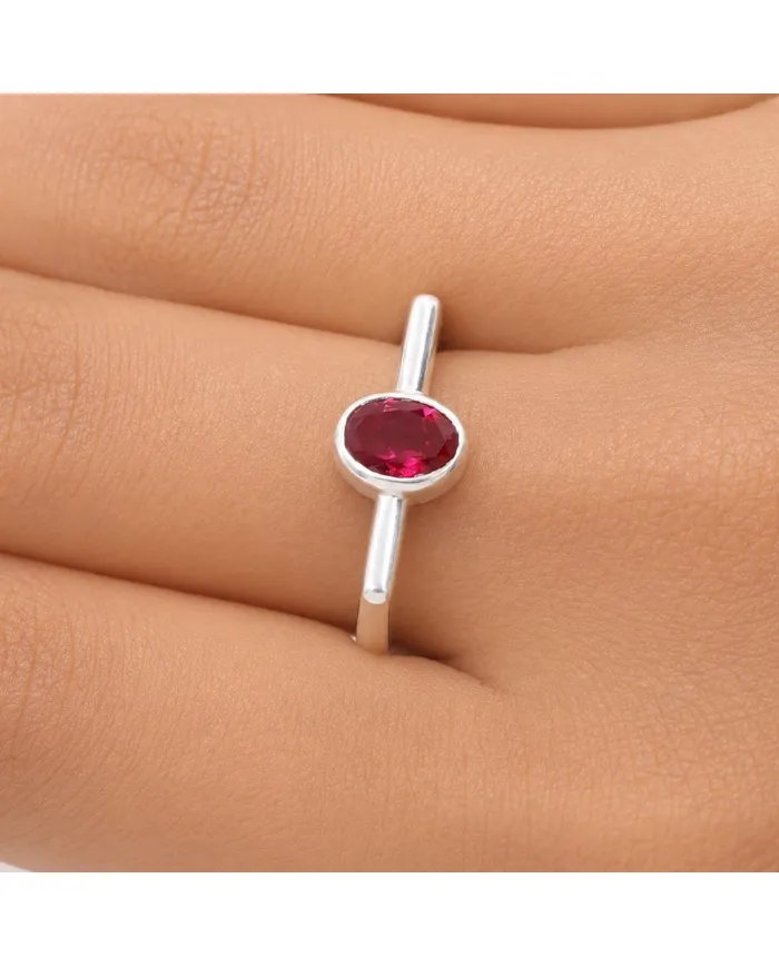 Elegant 925 Sterling Silver Ruby Gemstone Ring – Handmade Jewelry