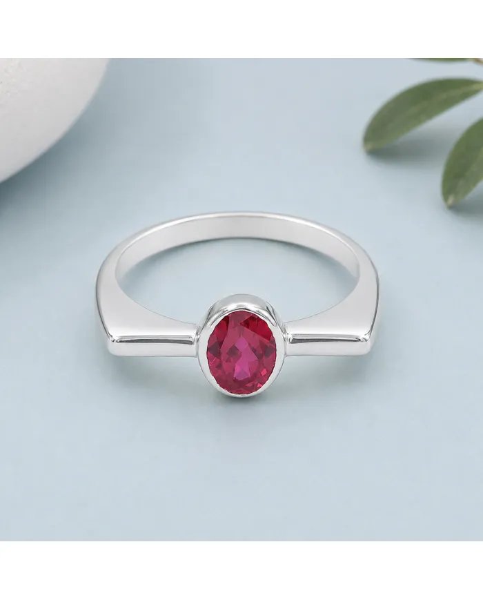 Elegant 925 Sterling Silver Ruby Gemstone Ring – Handmade Jewelry