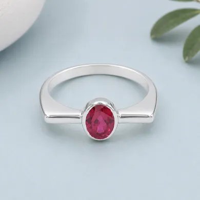 Elegant 925 Sterling Silver Ruby Gemstone Ring – Handmade Jewelry