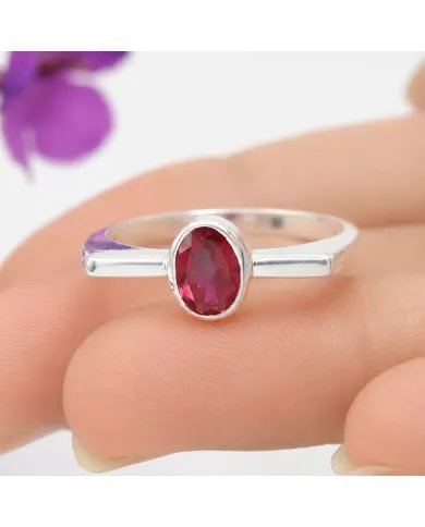 Elegant 925 Sterling Silver Ruby Gemstone Ring – Handmade Jewelry