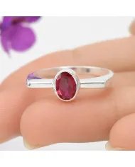 Elegant 925 Sterling Silver Ruby Gemstone Ring – Handmade Jewelry
