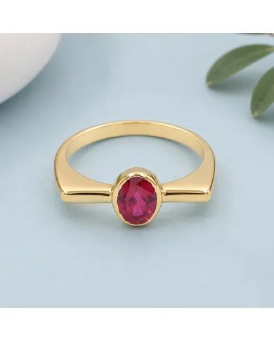 Gold Plated Ruby Ring in 925 Sterling Silver | Handmade Gift for Women